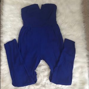 Cobalt Blue Strapless Jumpsuit